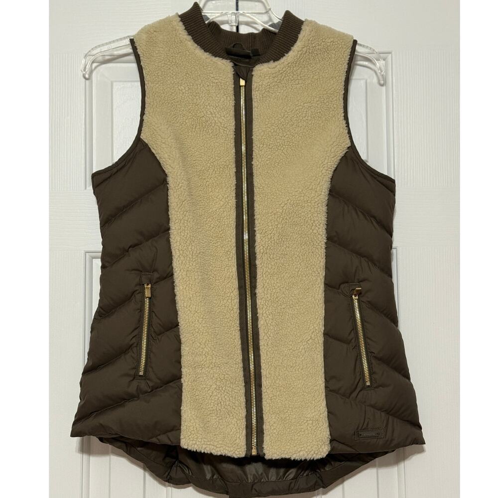 Athleta Brown Puffer Vest with Fleece Accents, Size M